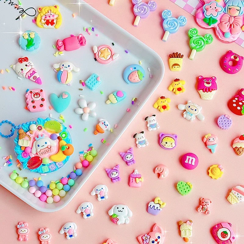 20Pcs Cartoon 3D Sticker Biscuit Set Polco Resin Cream Adhesive DIY Material Kpop Guka DIY Accessories for Children Girls' Toys