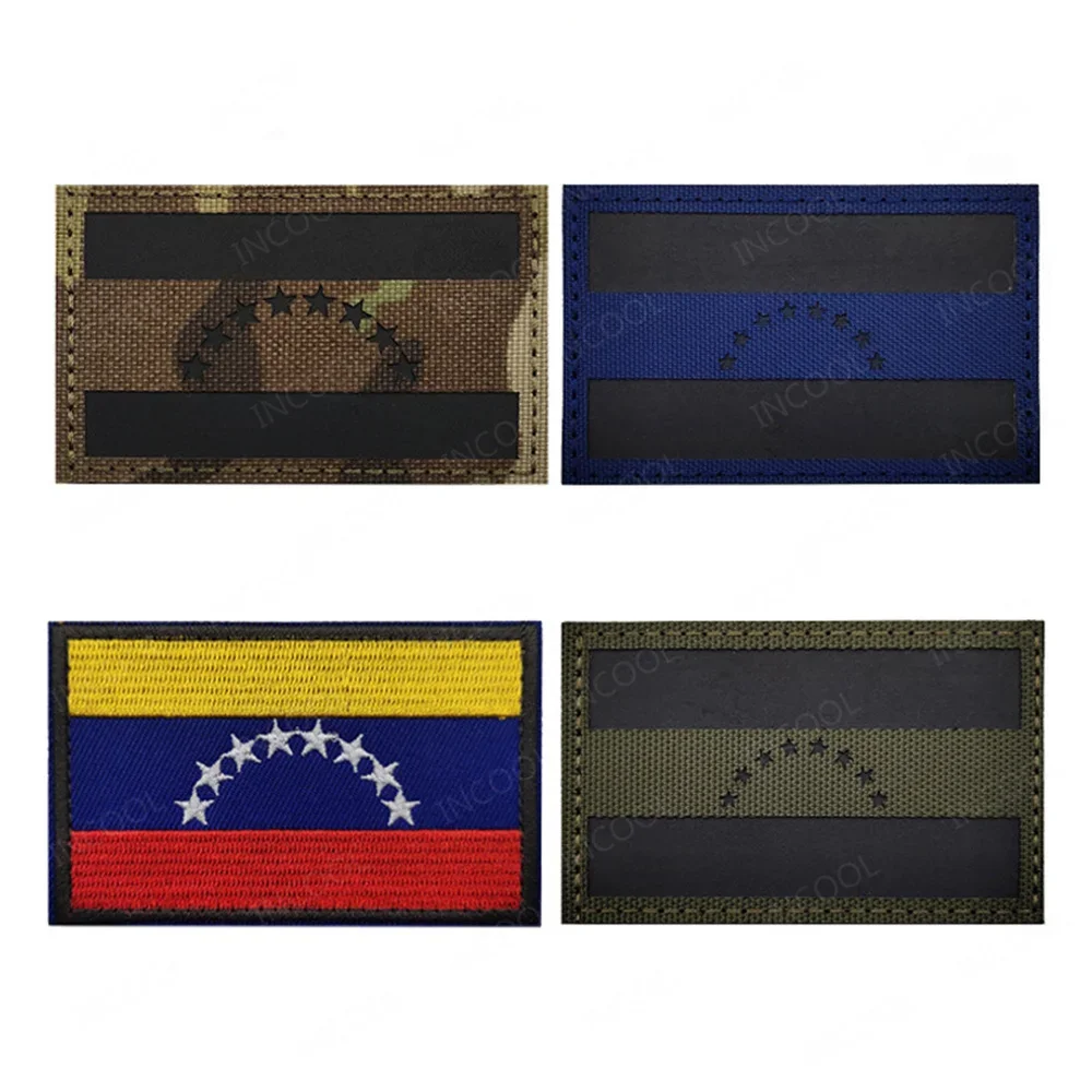 Embroidered Venezuela Flag Patches PVC Rubber National Flags Appliques Reflective Tactical Decorative Armband Shoulder Badges