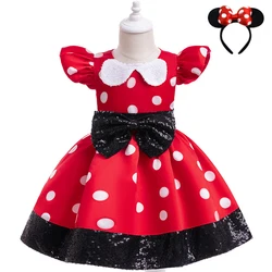 Kids Girl Princess Dress Cartoon Csoplay Dress Sequin Puff Sleeve Children Birthday Party Costume Summer Toddler Outfit