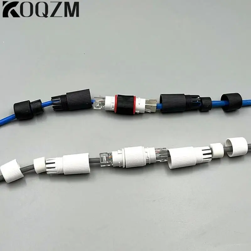 Extensor de cabo de rede impermeável, cabeça direta, conector Rj45 Docking Station, banda larga ao ar livre