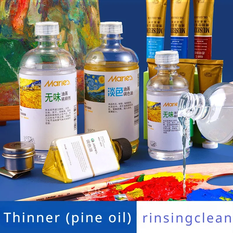 

500ml Oil Paint Turpentine Thinner Tasteless Light Oil Painting Material Medium Pen Wash Toning Painting Pigment Art Supplies