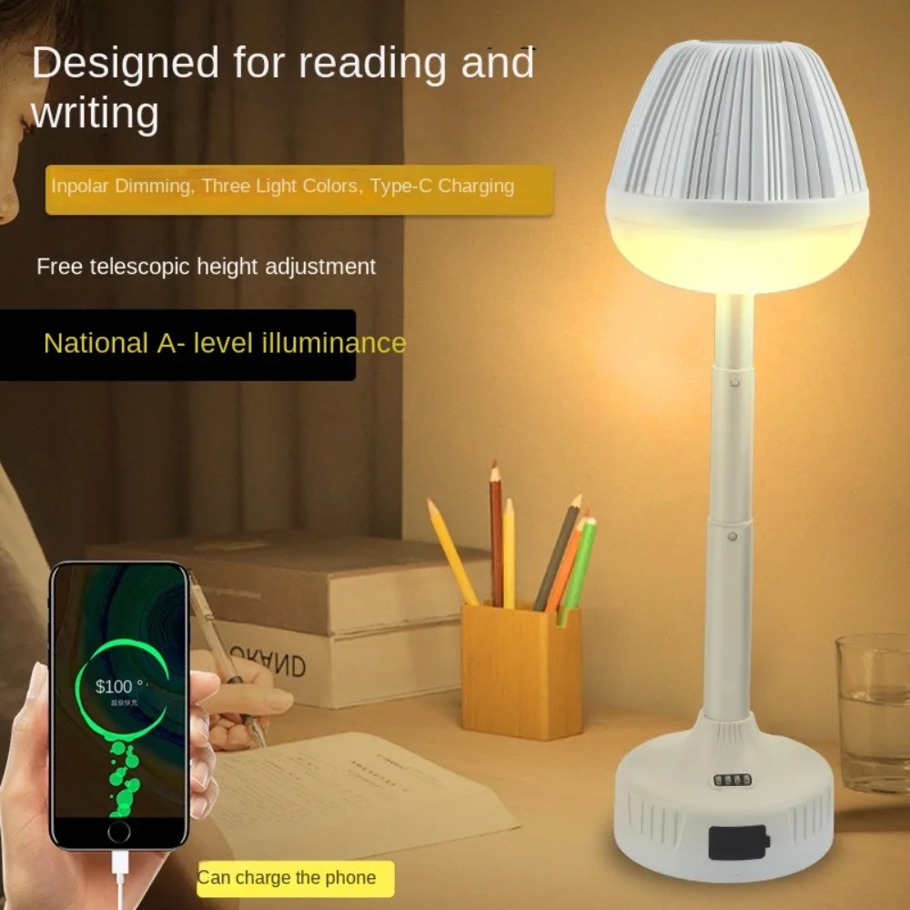 

Tri Color Telescopic Reading Desk Lamp Adjustable Touch Dimming Touch Night Light USB Eye Protection Table Lamp School/Office