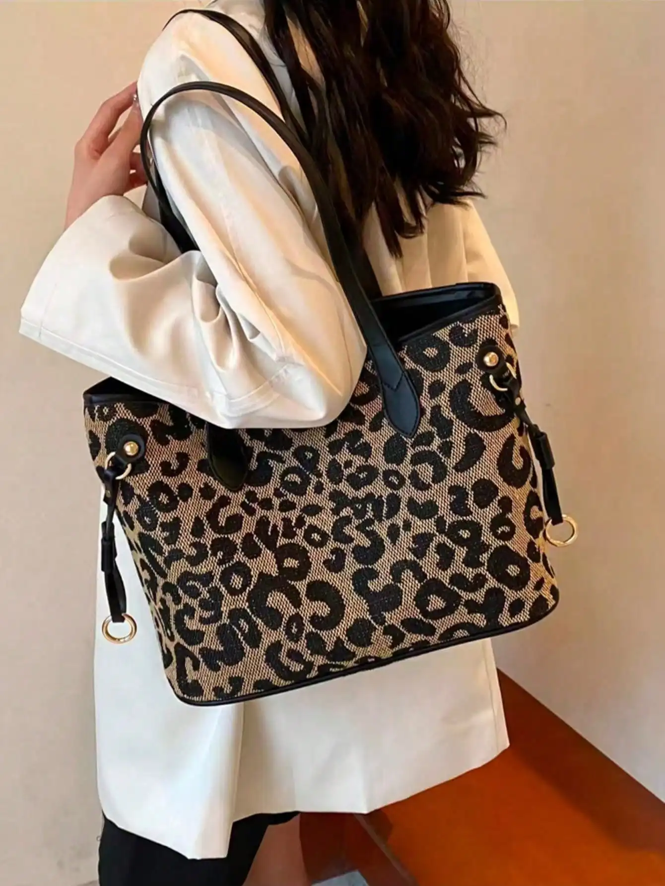حقيبة يد بطبعة الفهد لخريف 2024 - حقيبة كتف نسائية ذات سعة كبيرة للعمل/يوميًا/هدايا #3
