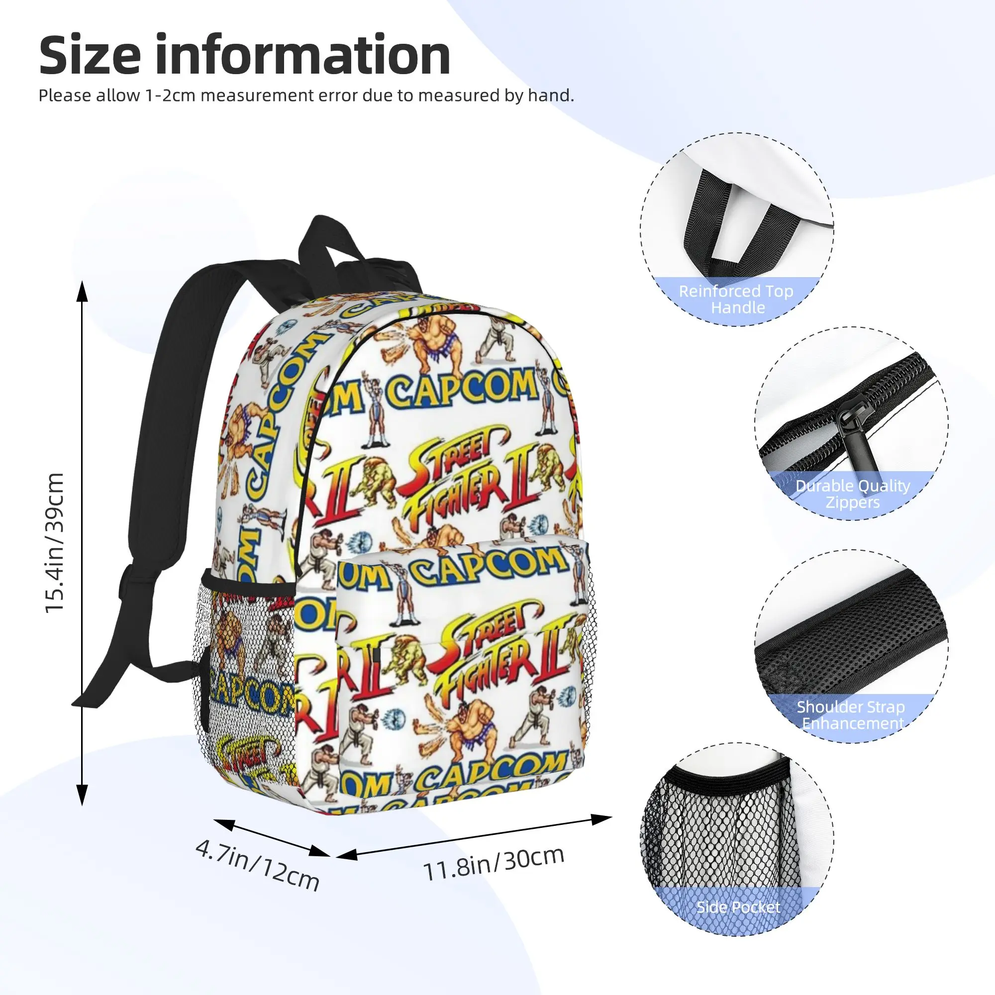 Street fighter 2 turbo pattern Backpack Hot Sale Daypack Large Capacity Boys Girls BookBag Shoulder Bag for Men Women School Bag