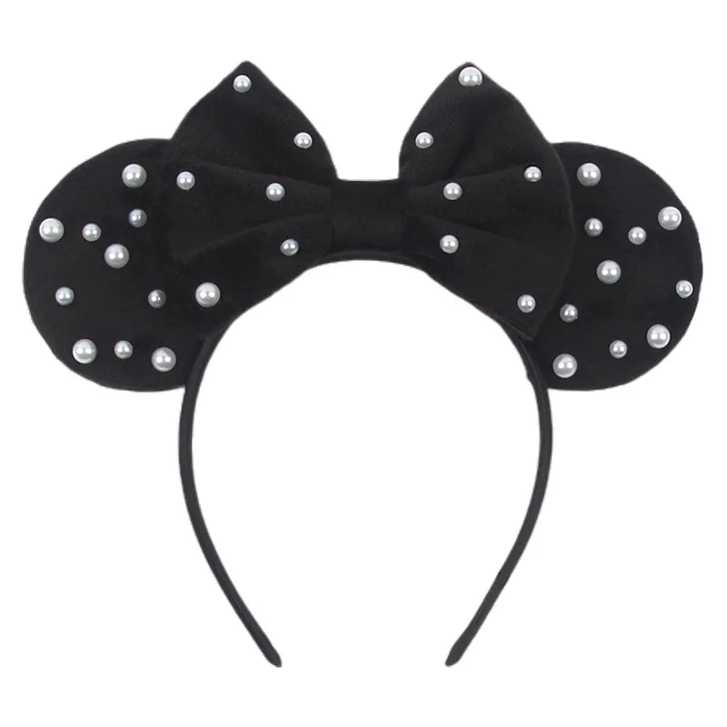 Garden Decoration Baby Velvet Mickey Ears Birthday Dress Up Hair Hoop Sparkle Bow Mickey Hair Accessories