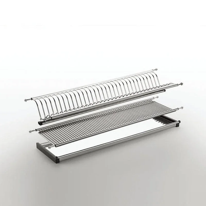 

Stainless Steel Kitchen Cabinet Wall Mounted Built In Bowl Plate Dish Drainer Drying Rack