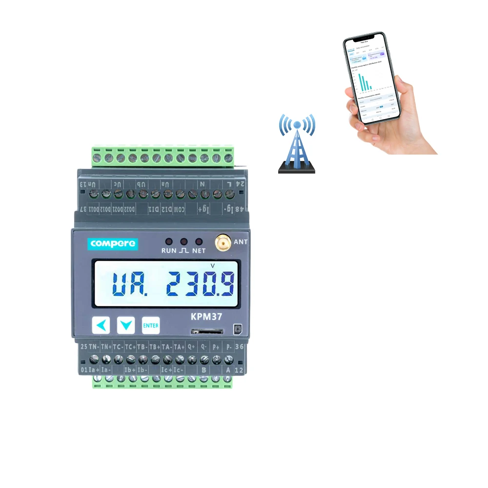 3 Phase 4 Wire Smart Meter Digital Power Consumption Meter 4G Power Meter For Solar Photovoltaic System