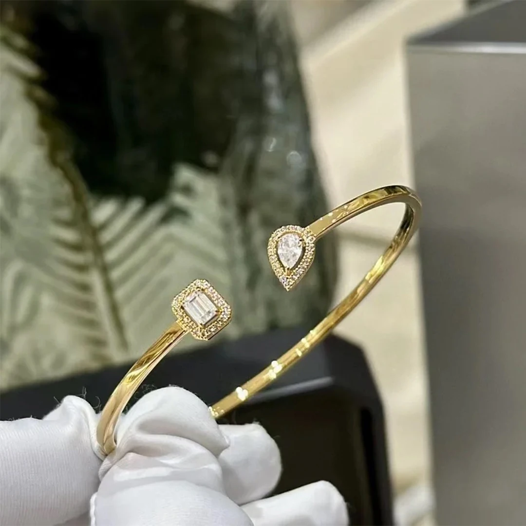 S925 Silver Luxury Jewelry Water Drop Series Women's Diamond Bracelet. Open Design Party Jewelry Accessories