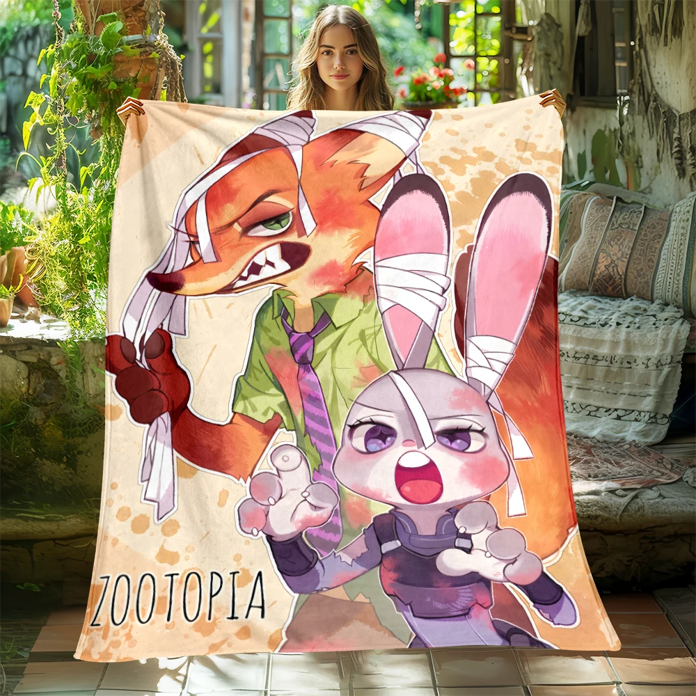 Film Zootopia Nick Judy Cartoon Printed Soft Warm Flannel Throw blanket.Camping,Beach,Outdoors,Bed sheet,Sofa,Airplane blankets.