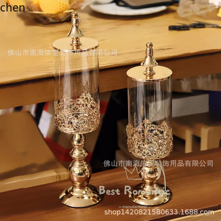 

PYH Electroplated gold Candy Jar Birthday Party Decoration Dessert Table Wedding Candy Glass Jar