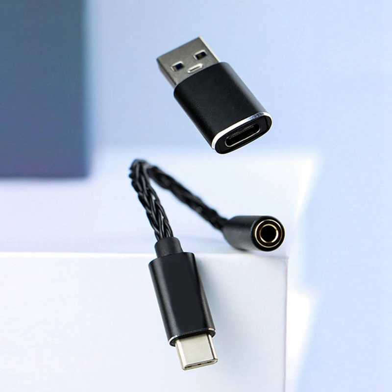 T01s DAC Audio Hifi Earphone Amplifier USB Type-C To 3.5Mm Jack Audio Adapter 32Bit Digital Decoder AUX Converter