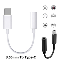 Type C To 3.5 mm Aux Adapter Type-C 3.5mm Jack Audio Cable for Huawei Xiaomi Laptops 3.5 Wired Earphones Audio Adapter Aux Cable