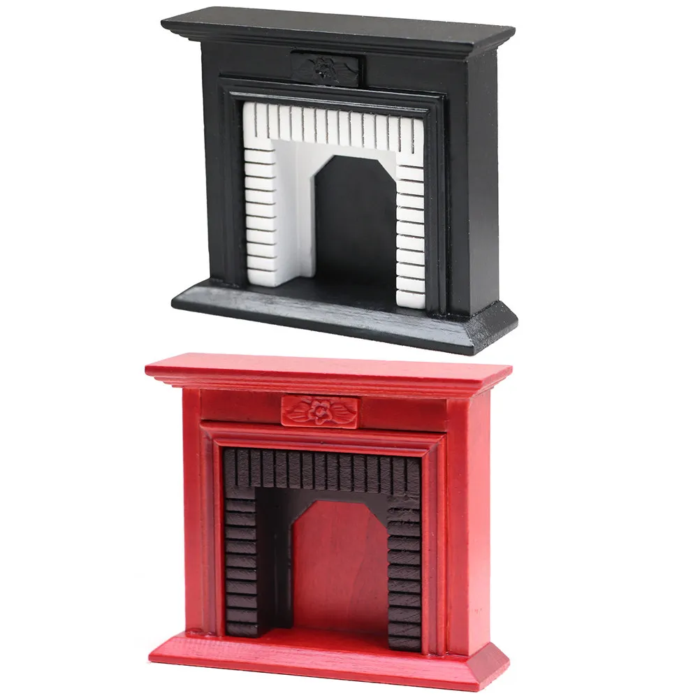 

2Pcs Realistic Mini Fireplace for Tiny House Wood Material Fine Workmanship Ideal for Room Display Collection Mini Furniture