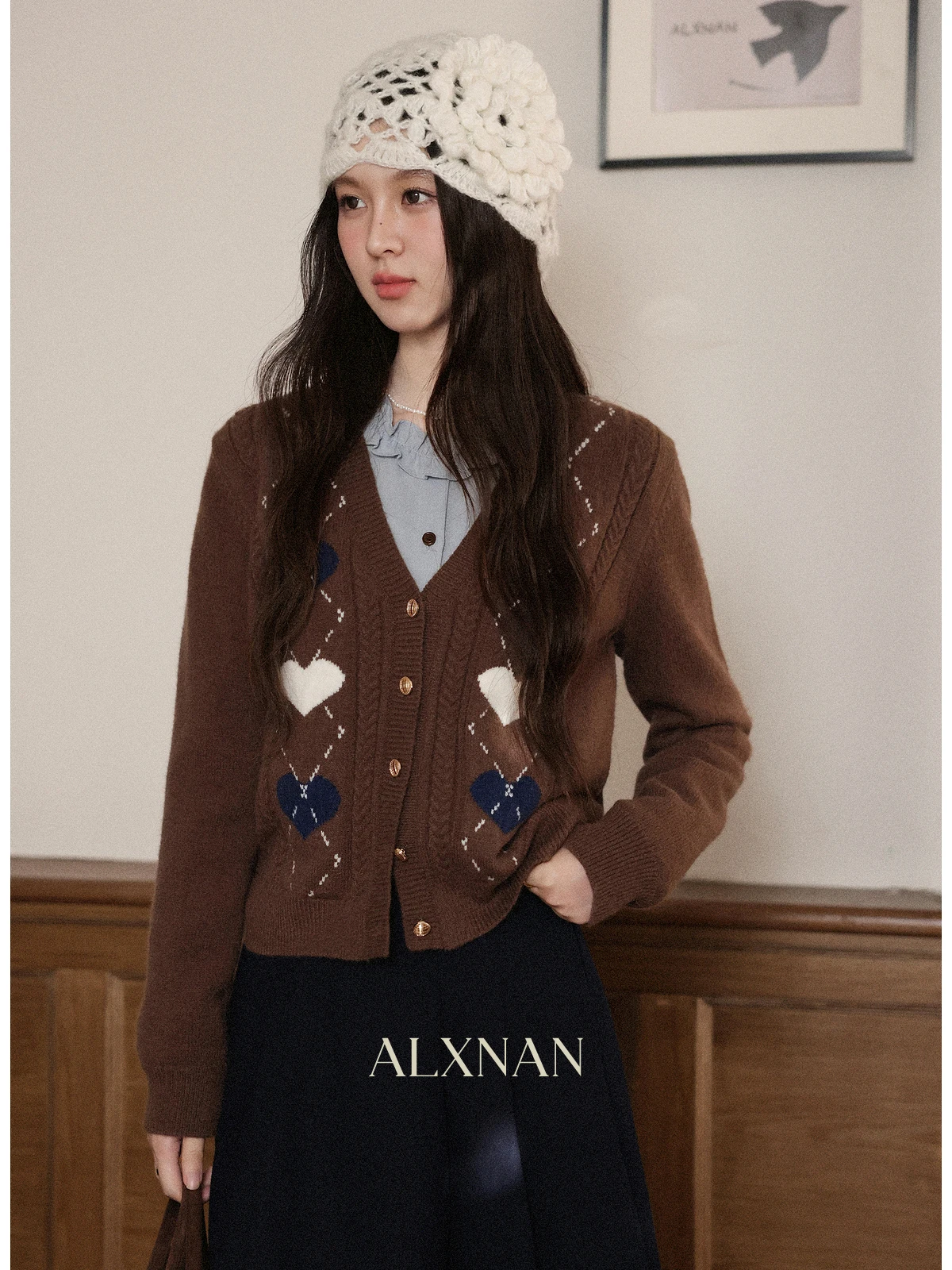 

Женский кардиган South Deer, коричневый, с V-образным вырезом, осенне-зимний, новый, повседневный, элегантный, верхняя одежда