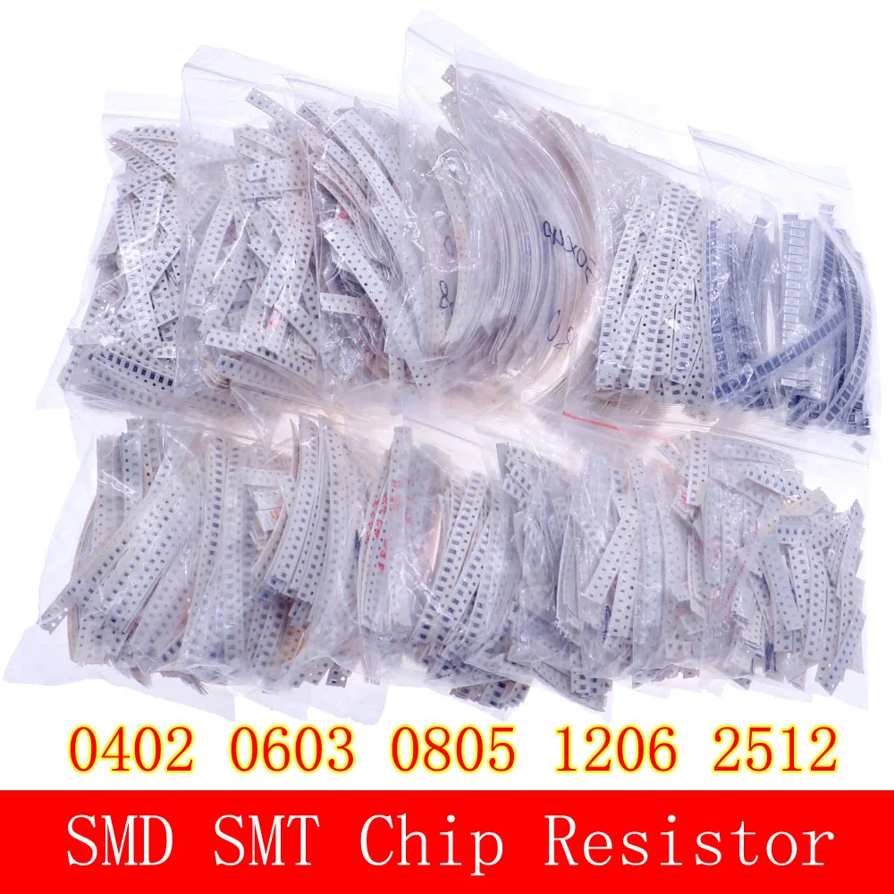 0402 0603 0805 1206 2512 Chip SMD Stały rezystor 0ohm-10Mohm Zestaw asortymentowy