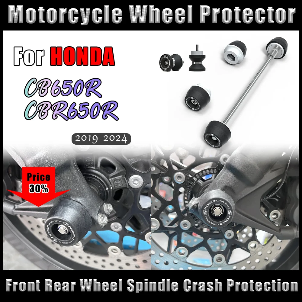 

Motorcycle sliders For HONDA CBR650R CB650R 19-24 Front Rear Axle Fork Crash Slider Front Rear wheel Spindle Crash Protection