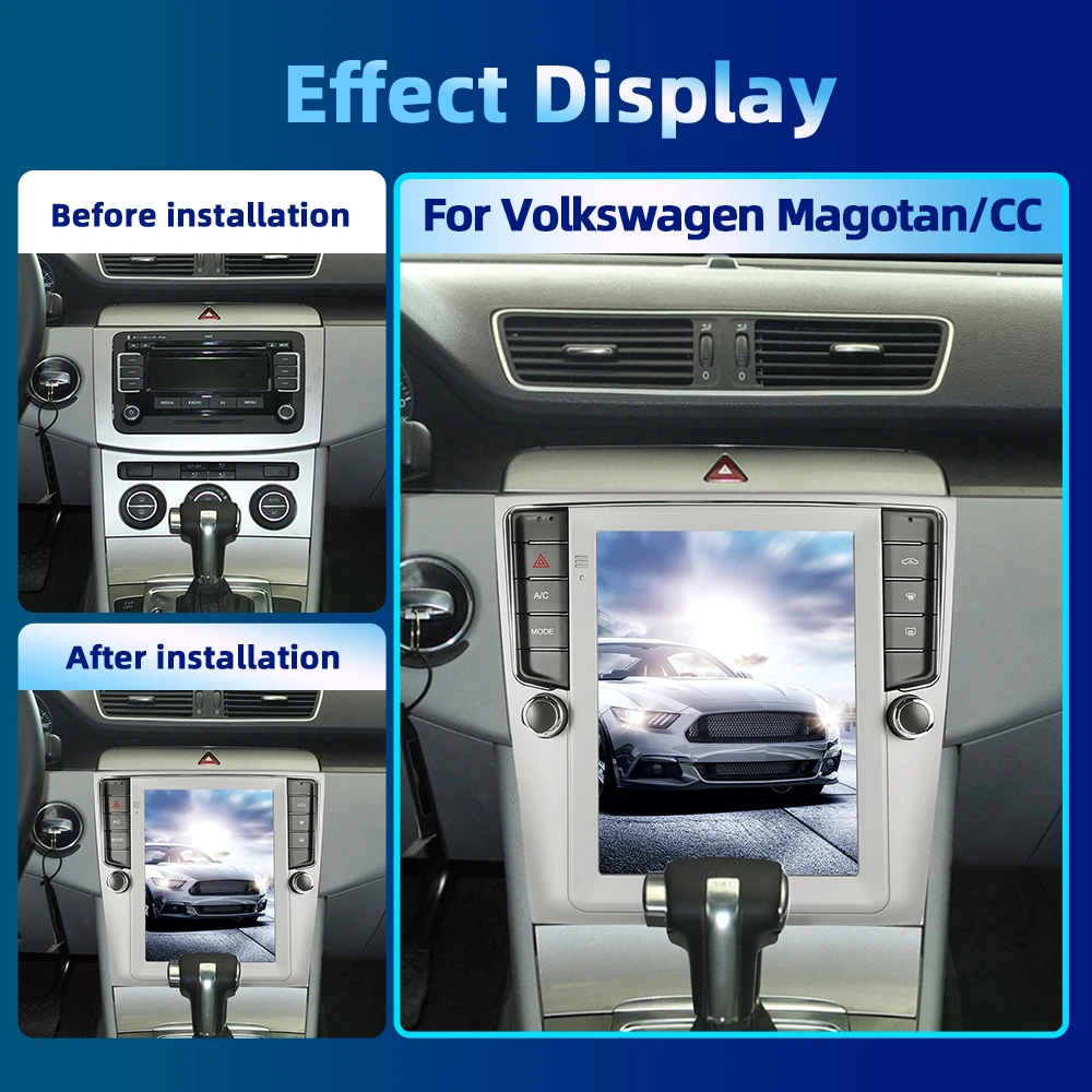 Podofo 9.7'' Vertical Screen Car Radio For Volkswagen Magotan 2010-2015/CC 2010-2015 Carplay Android Auto WIFI Multimedia Player