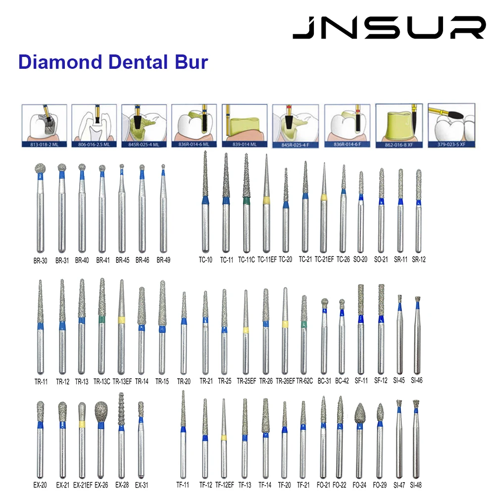 5 sztuk / opakowanie Diamentowe wiertła dentystyczne Wiertła dentystyczne do szybkiej rękojeści FG Dia 1.6MM Dental Lab Technican Dentistry Materiał