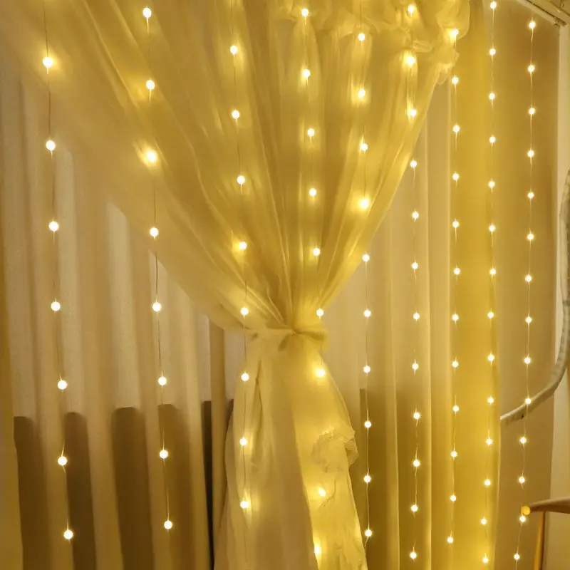 3M Curtain LED String Lights USB Power Remote Control Small Ball String Lights For Wedding Home Bedroom Decoration Fairy Lights