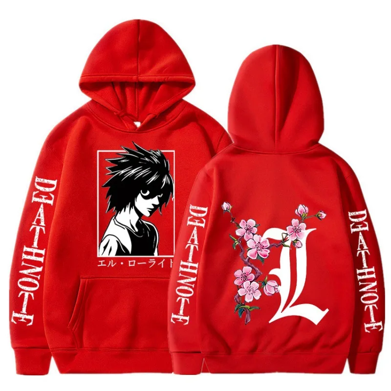 Herren-Sweatshirt mit Anime Death Note L-Aufdruck, Herbst- und Winter-Hoodie für Männer und Frauen, lässiges, bequemes Sport-Sweatshirt – Detail 3
