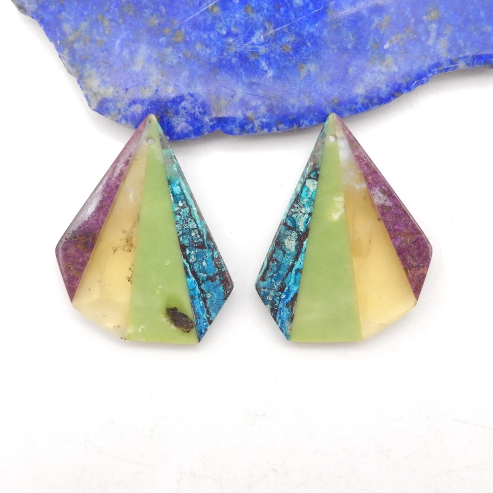 Natural Chrysocolla, Serpentine , Yellow Opal And African Purple Stone Earring For Womens, Making DIY Jewelry Accessories