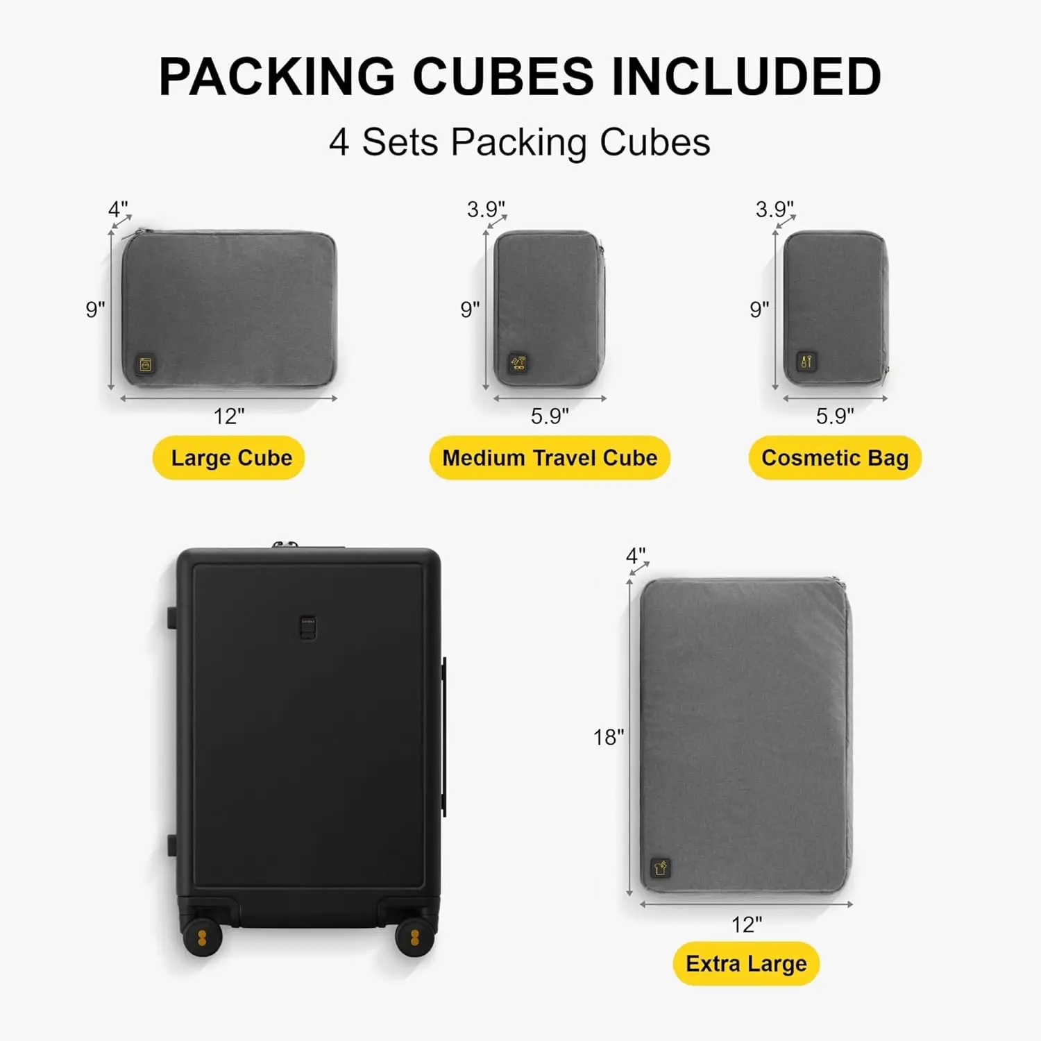 20 Inch Carry-on Luggage, Hardside Suitcase with Wheels & TSA Lock, Black