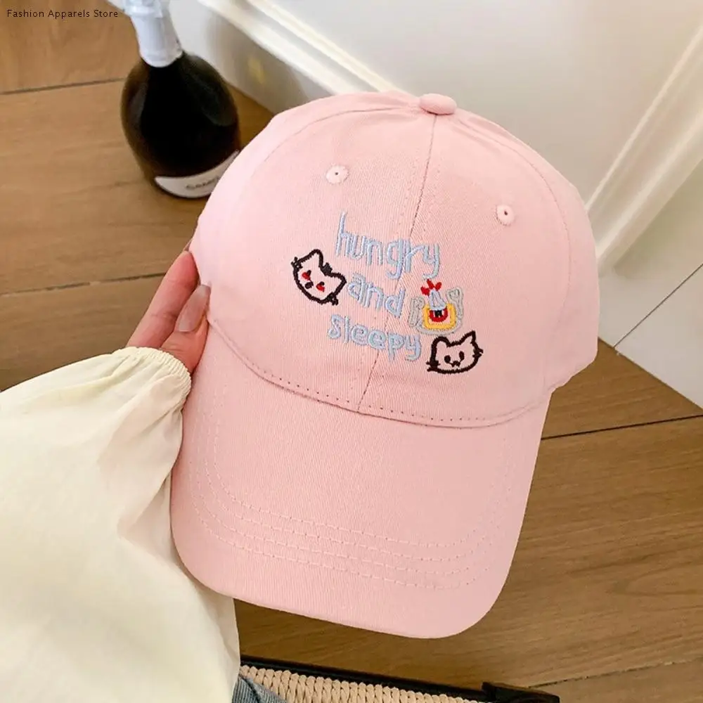 

Trend Korean Letter Baseball Cap Cotton Versatile Cat Peaked Cap Sweet Embroidery Snapback Cap Outdoor
