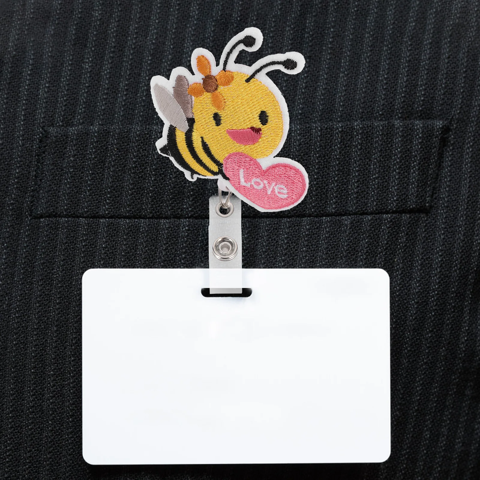 

Felt Bee Badge Holder Cute Animal Name Tag Clip Portable Id Card Buckle For Nurses Work Accessories