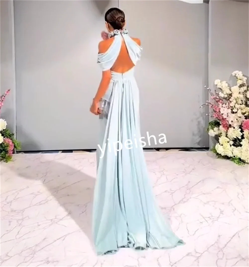 Customized Exquisite Chiffon Ruched Pleat Straight Halter Off-the-shoulder Long Dresses Quinceanera Dresses Unisex Sizes Availab