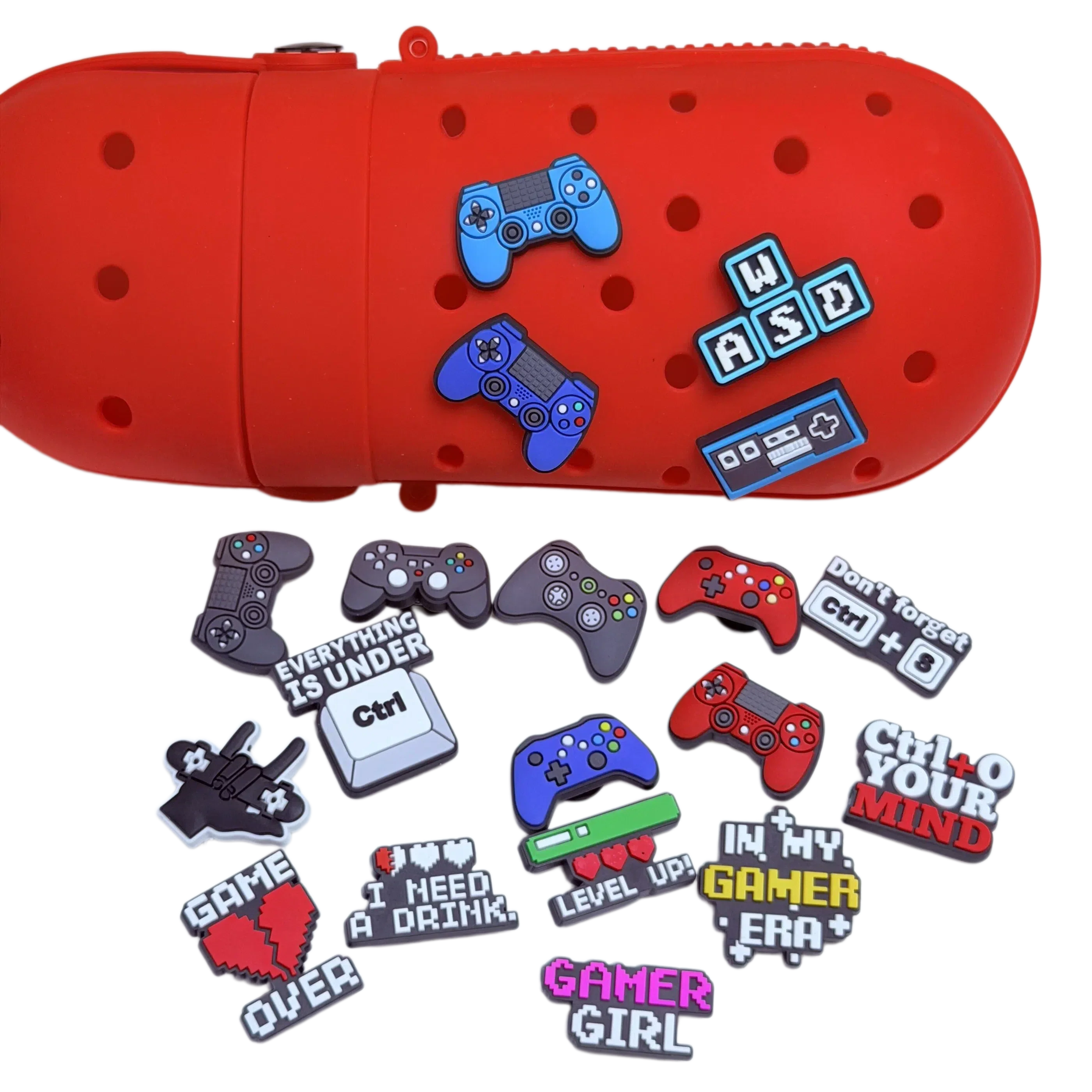 19-100pcs Game Controller Shoe Buckle Accessories PVC DIY Sandal Shoes Charms Clogs Pins Decor Woman Christmas Party Gift