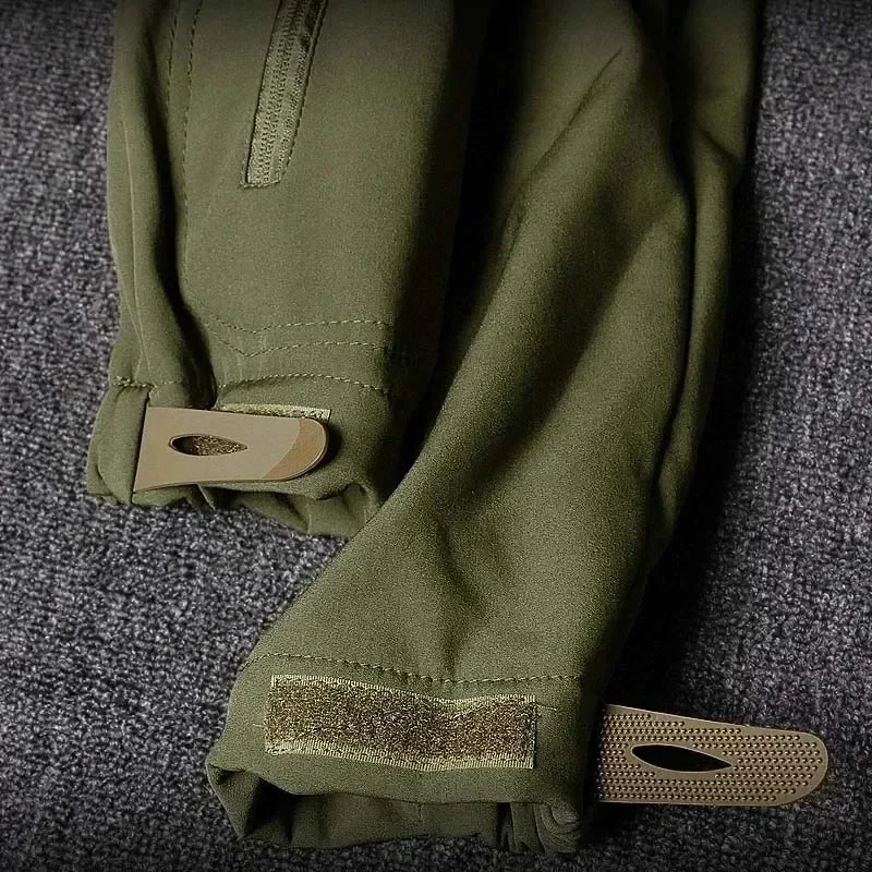 Traje de camuflaje grueso de invierno para hombre, conjunto de entrenamiento táctico impermeable, chaqueta con capucha multibolsillo, pantalones de lana para caza al aire libre, 2 piezas