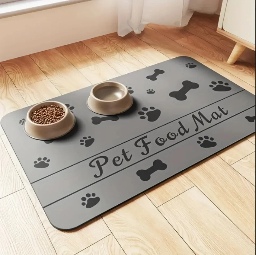 Pet Feeding Mat Absorbent Pets Placemat for Food and Water Bowl with Waterproof Rubber Backing Quick Dry Water Mat for Dog Cat