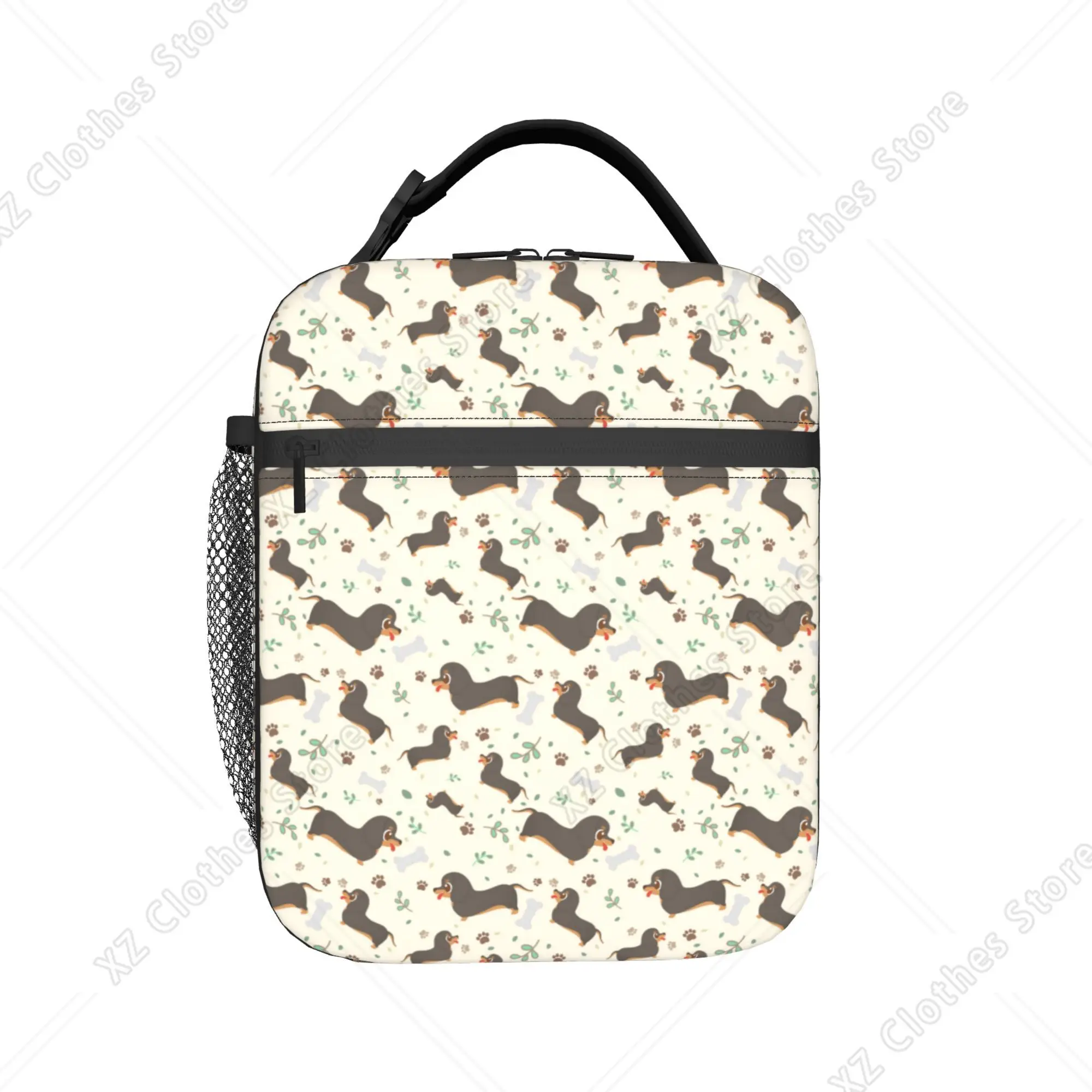 Cute Cartoon Dog Breed Dachshund With Paws Lunch Bag For Child  School Print Lunch Box Aesthetic Waterproof Tote Food Bags