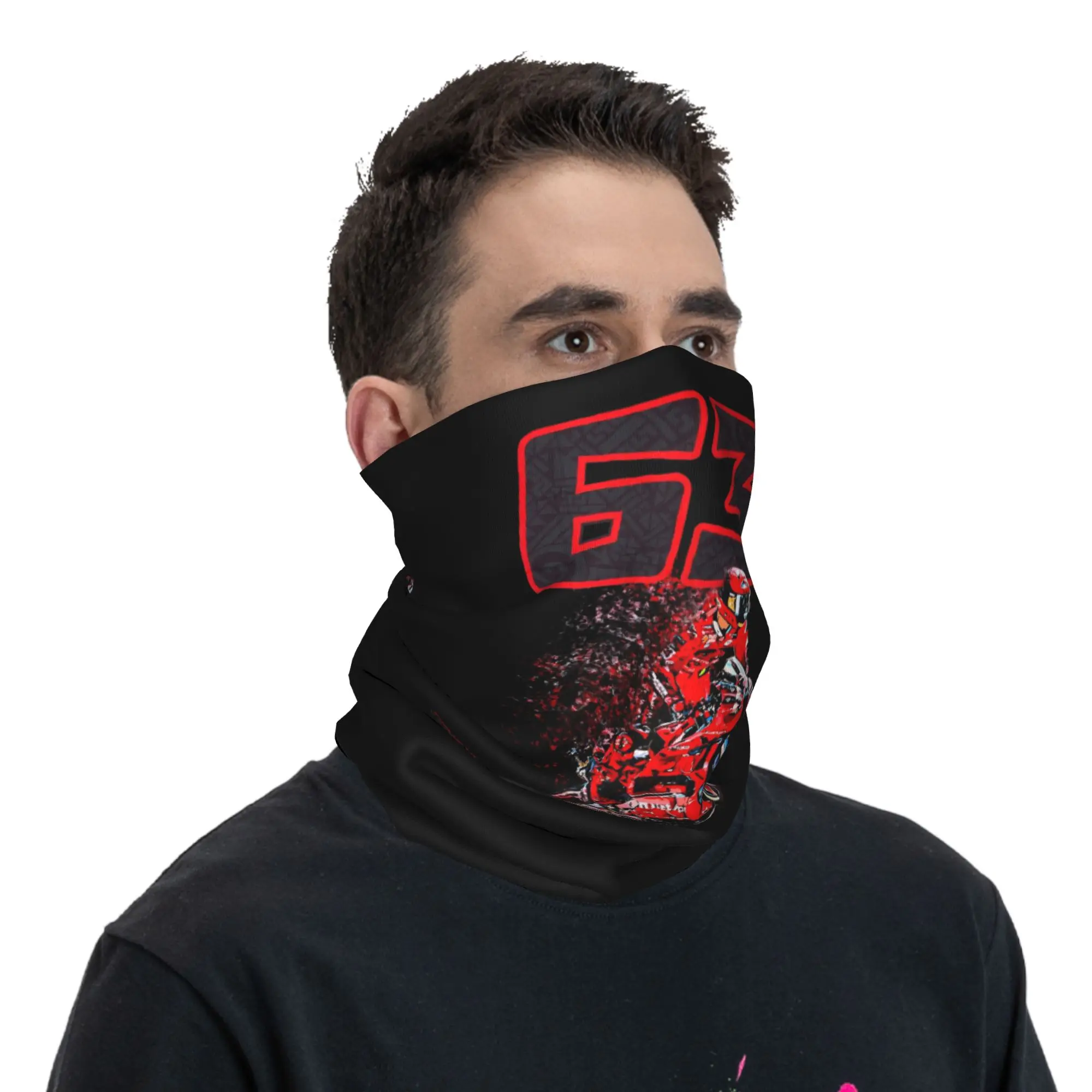 Pecco Bagnaia 63 Bandana Neck Gaiter Printed Wrap Scarf Cycling Scarf Running Unisex Adult Winter