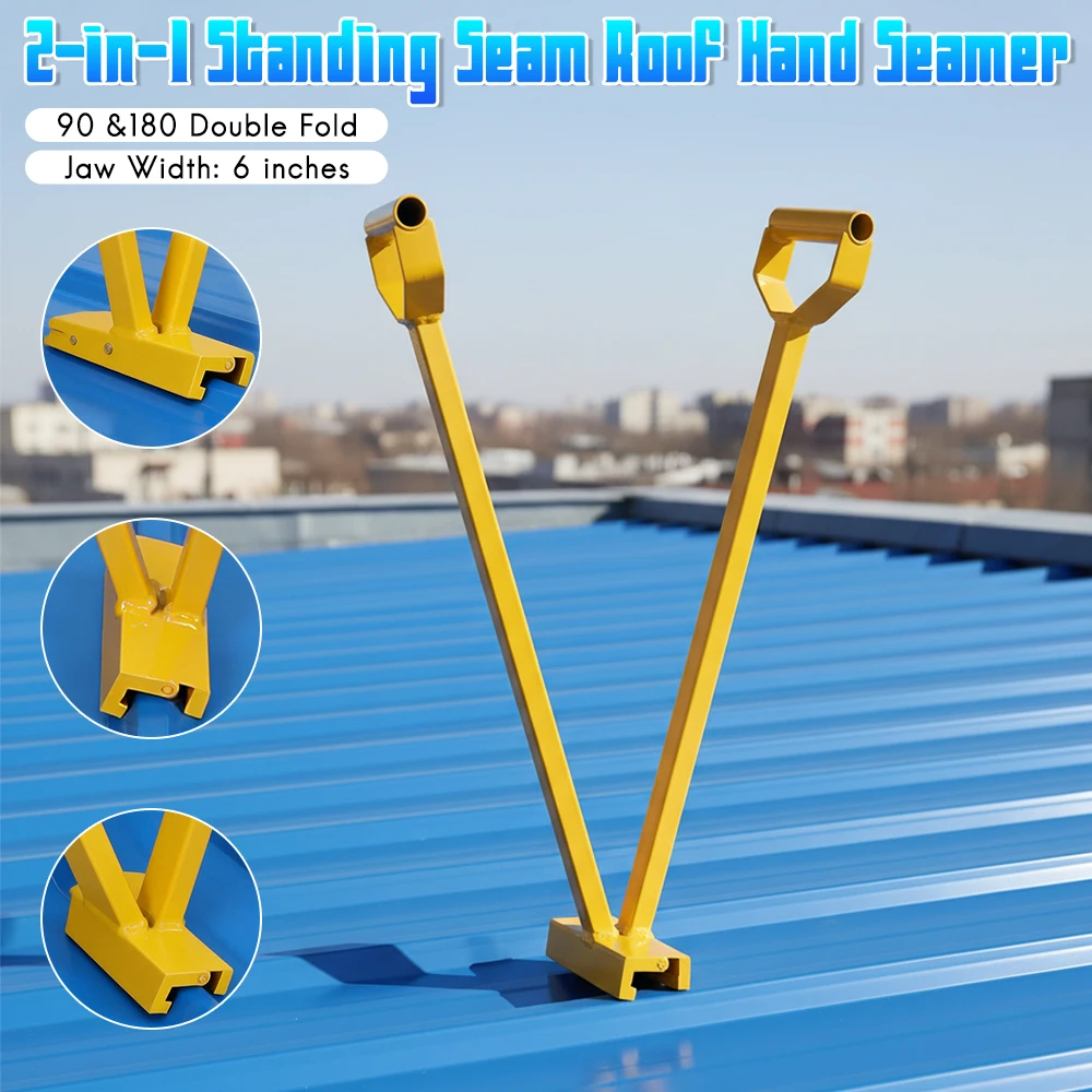

2 in 1 Standing Seam Roof Hand Seamer Powder Coated Finish Color Steel Tile Manual Bite Plier 90°&180° Double Fold for Roofers