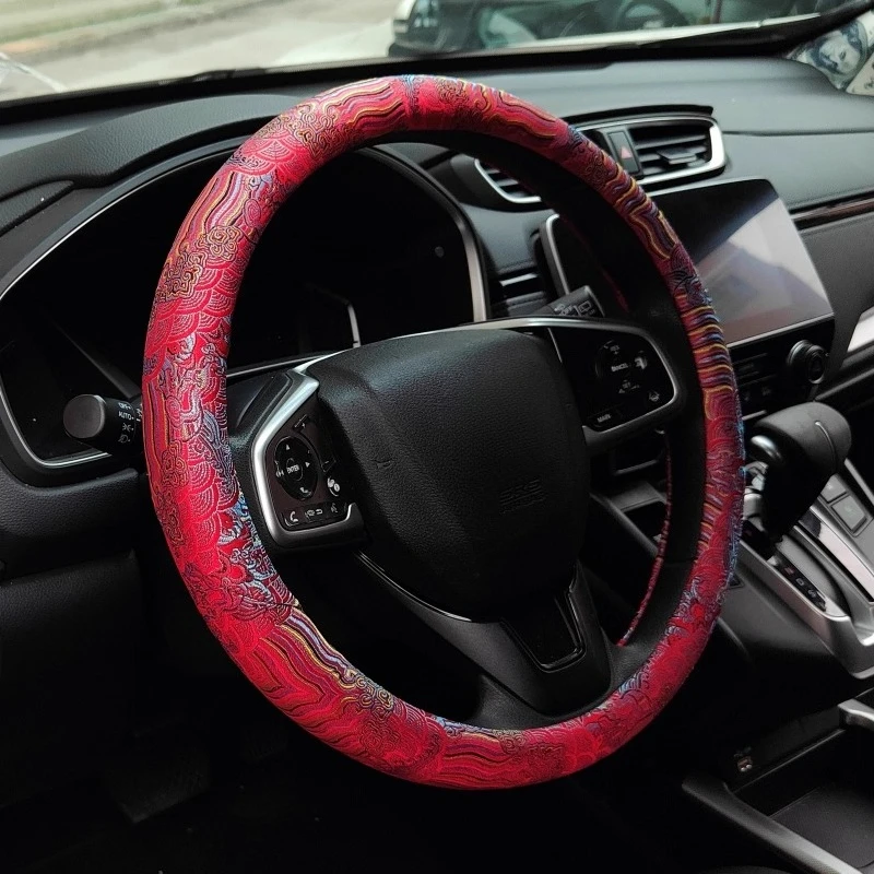 اليد المطرزة الغطاء الواقي لعجلة القيادة 37 سنتيمتر 38 سنتيمتر لا تصادم أنماط أربطة مرنة موضة اكسسوارات السيارات الداخلية