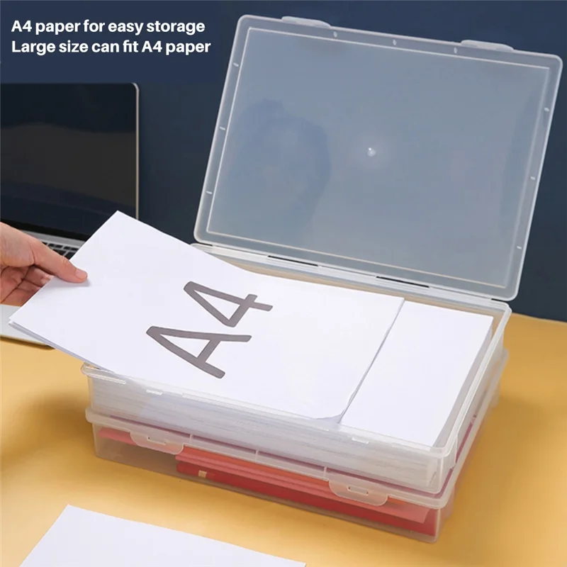 AT93-Plastic File Organizer Transparent Square Storage Box A4 Storage Box File Storage Box