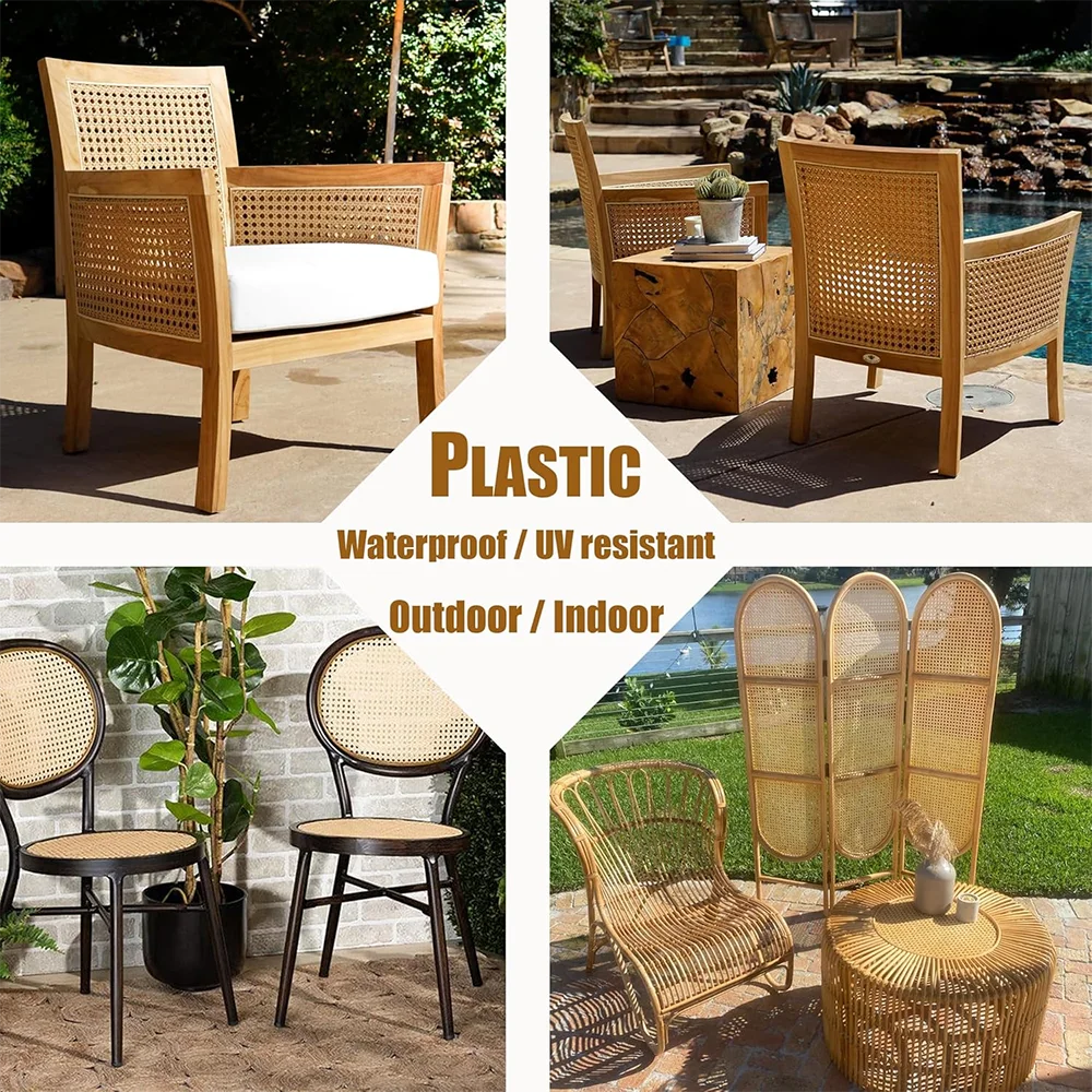 Plastic Rattan Webbing Roll, Handwoven Synthetic Poly Rattan, Faux Cane Mesh-Open Weave, for DIY Home Decor Projects（40cm/15.7in