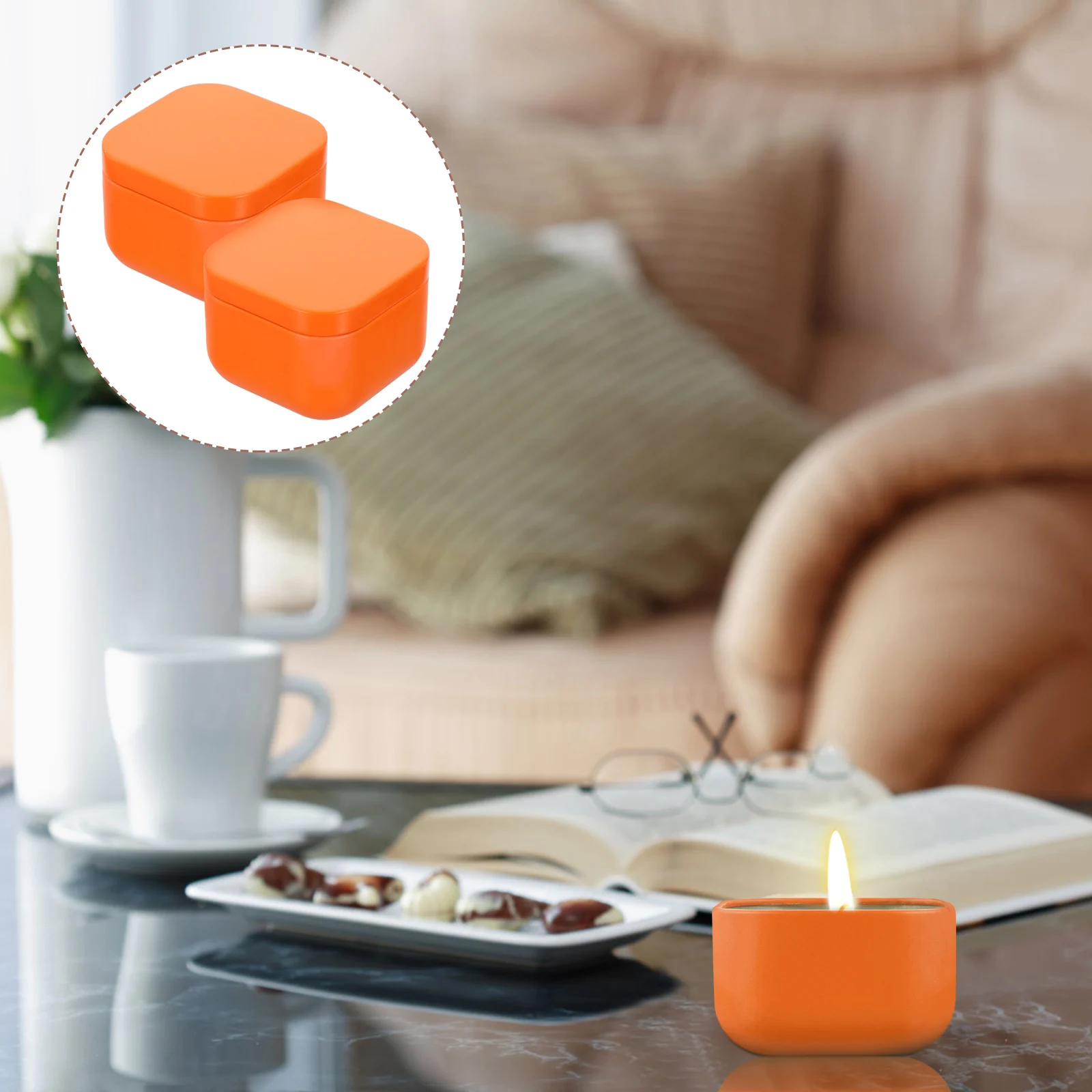 

2pcs Scented C Tins Square Empty C Making Box Cookie Jars Lids Wax Containers Making Box Storage