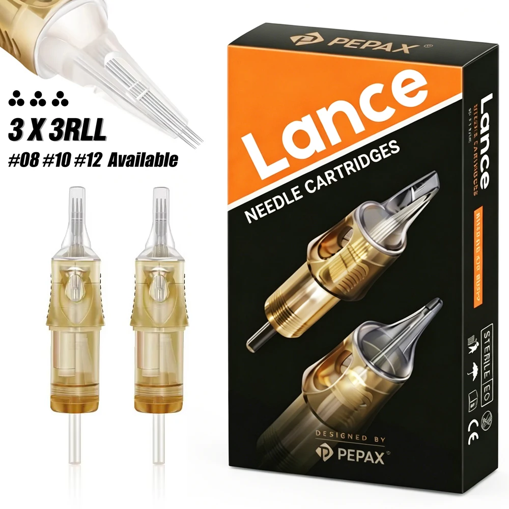 20pcs PEPAX Lance 3x3RL Tattoo Cartridges Needles Disposable Stipple Shader Bugpin Sterilized Needles for Tattoo Pen Machine