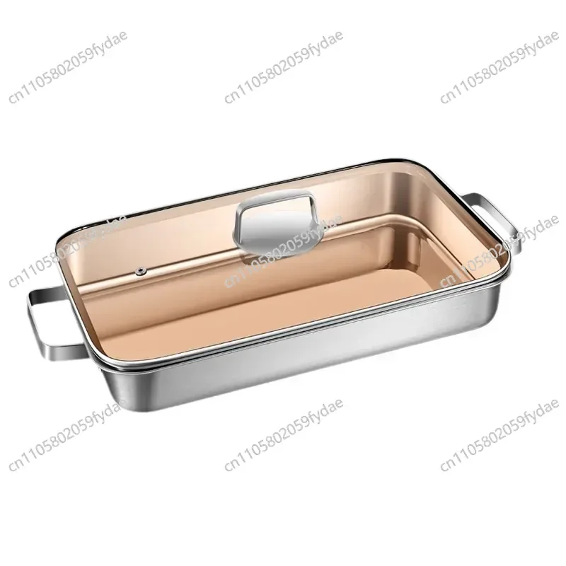 新しい316ステンレス製魚焼きプレート-長方形-家庭用深皿-ih調理器専用鍋トレイ-魚焼きコンロ