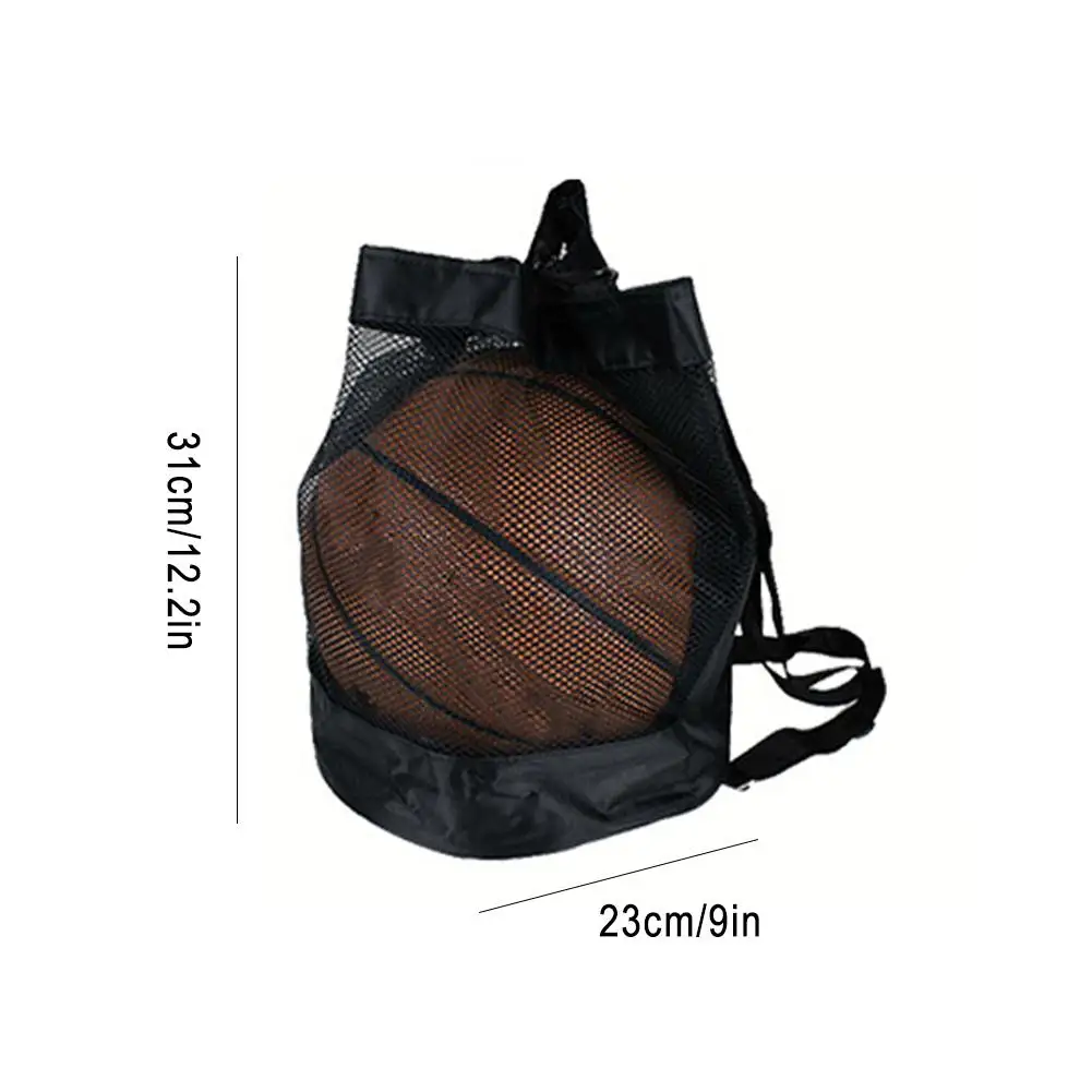 Black Basketball Bag Large Capacity Clothes Mesh Net Pouch Multifunctional Volleyball Football Storage Backpack Sports Gym