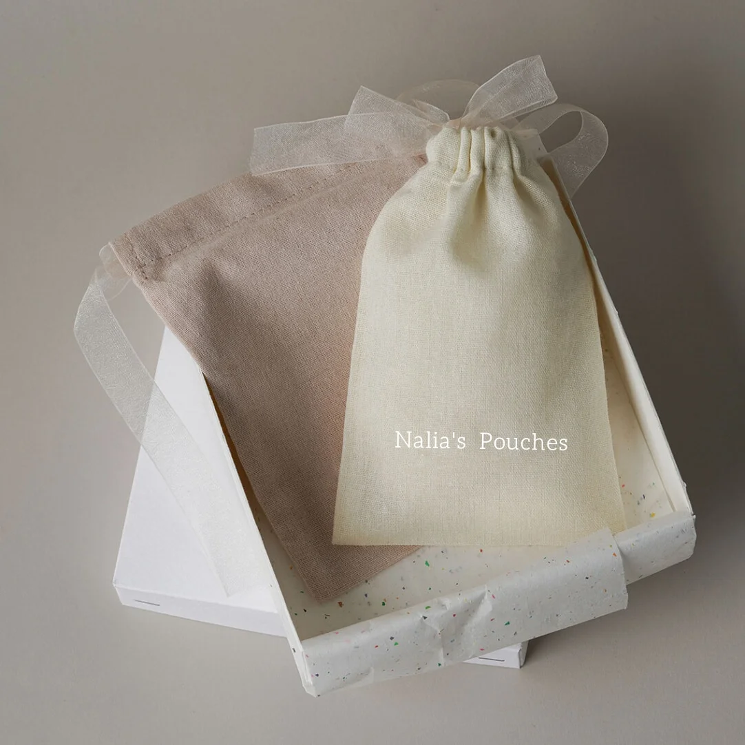 القطن الأورجانزا الشريط تغليف المجوهرات الرباط حقيبة لحفل الزفاف لصالح أكياس شخصية شعار مخصص شيك الحقيبة الصغيرة #2