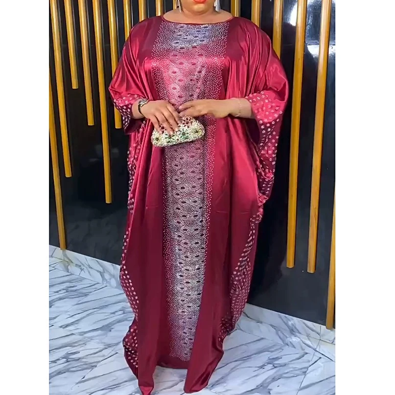 

Dress Women Long Dresses Bat Sleeve Maxi Vestidos Hot Drill Streetwear Round Neck Elegant Splice Y2k Party Work Summer 2025