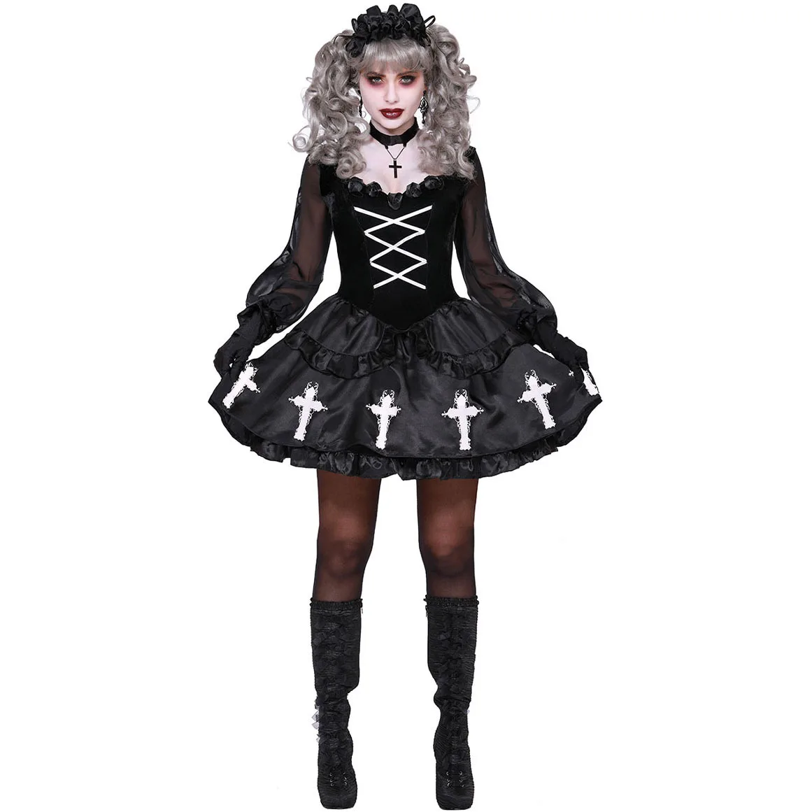 

SXXL New Ghost Nun Costume Cosplay plus Size loween Outfit Women's Traditional Ethnic Stage Performance Clothing