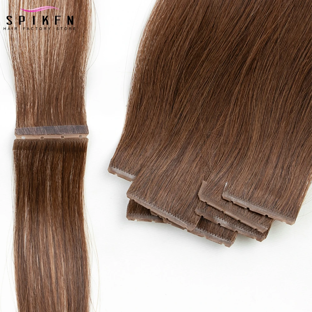 spikfn-twin-tabs-hair-extensions-16-20-natural-pu-skin-weft-hole-hair-pieces-10pcs-pack-brown-pull-through-tab-hair-bundles
