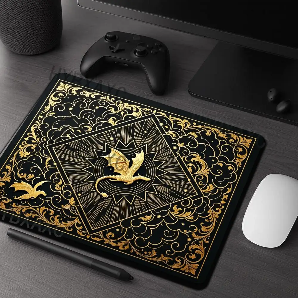 

HYBXAXC Golden Dragon Tarot Desk Mat Gaming Small Mouse Pad Non-Slip for Office Home PC Gamer Computer Keyboard Mat Desk Pad