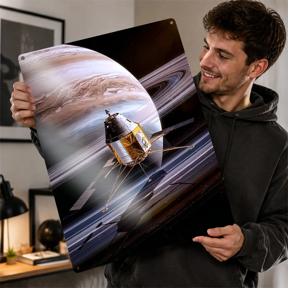 Saturn Probe Metal Poster Perfect Gift for Fans Lovers Personalized Wall Art Metal Sign for Home Decor Ornaments Bar Accessories