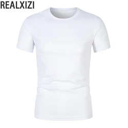 Men T-shirt Summer O-Neck Short Sleeve T Shirts Unisex Fashion T-shirts Harajuku Black White Solid Color T Shirt 100% Cotton