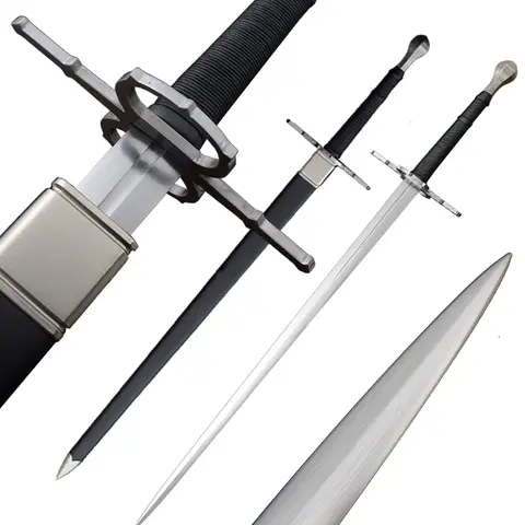 Training Sword, Replica Medieval Swords, Full Tang Blade, Hand Forged, Spring Steel, Battle Ready, Sharp for Cutting Training